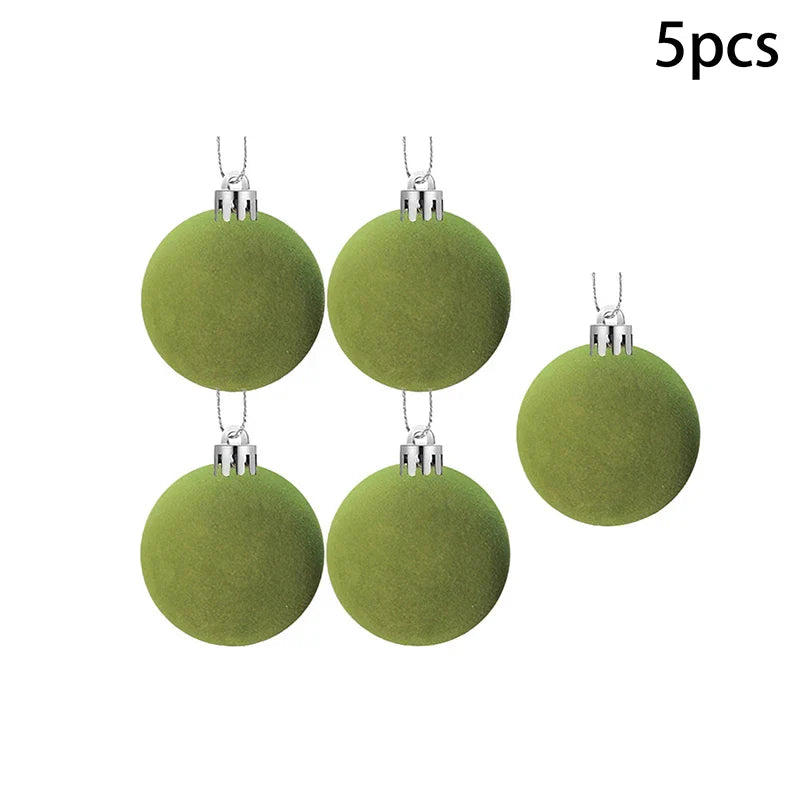 Velvet Christmas Ball Ornaments Red & White Xmas Tree Decor