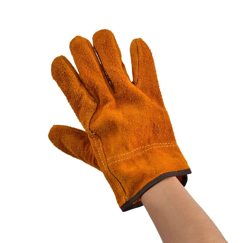 3/5/10 Pairs Labor Protection Work Gloves Soft Cowhide Welding Safety Protection Wear-Resistant Insulated Welding Gloves Peaceful Pleasures Health and Wellness