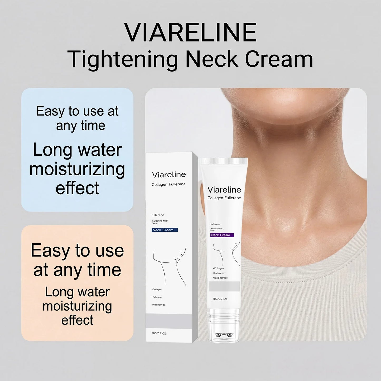 Viareline Collagen Neck Firming Cream – Anti-Aging, 50g