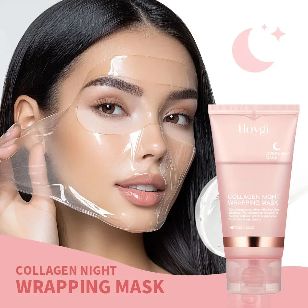 Collagen Overnight Wrapping Peel Off Facial Mask Set Korean Collagen Night Wrapping Mask Deeply Hydrates Night Care Mask Cream Peaceful Pleasures Health and Wellness
