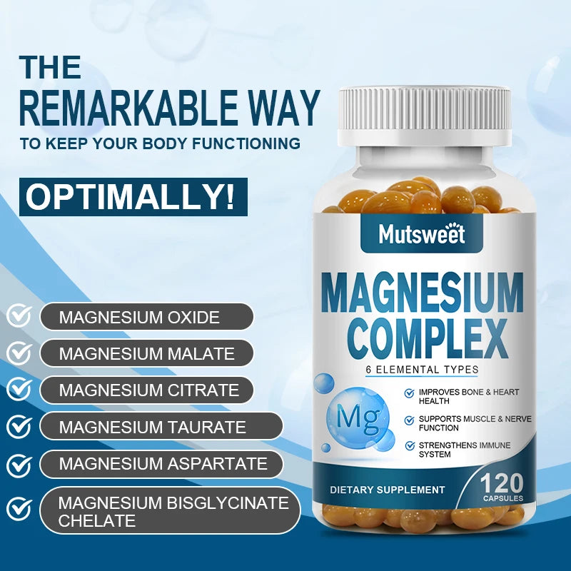 Complex Magnesium 500mg Capsules – Sleep, Muscle, Bone & Nerve Support | 120 Count Peaceful Pleasures Health and Wellness