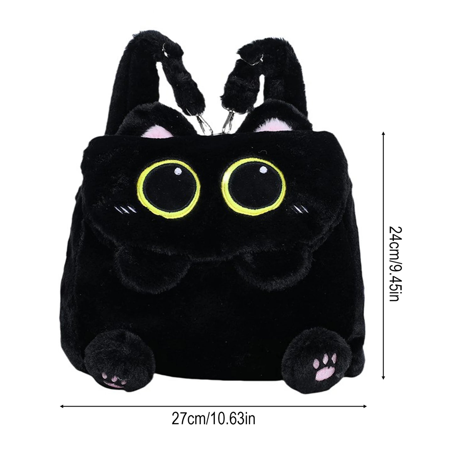 Black Cat Plush Backpack for Girls Cute Kitten Design Large Capacity Lightweight School Bag for Students Travel Daily Use Peaceful Pleasures Health and Wellness