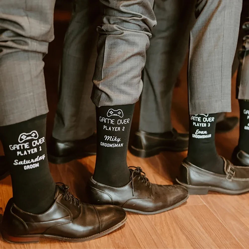 Custom Game Over Wedding Socks | Groom & Groomsmen Gift Custom Wedding Socks Peaceful Pleasures Health and Wellness