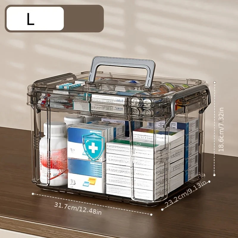 Clear Medicine Organizer Storage Box with Tray | First Aid Chest