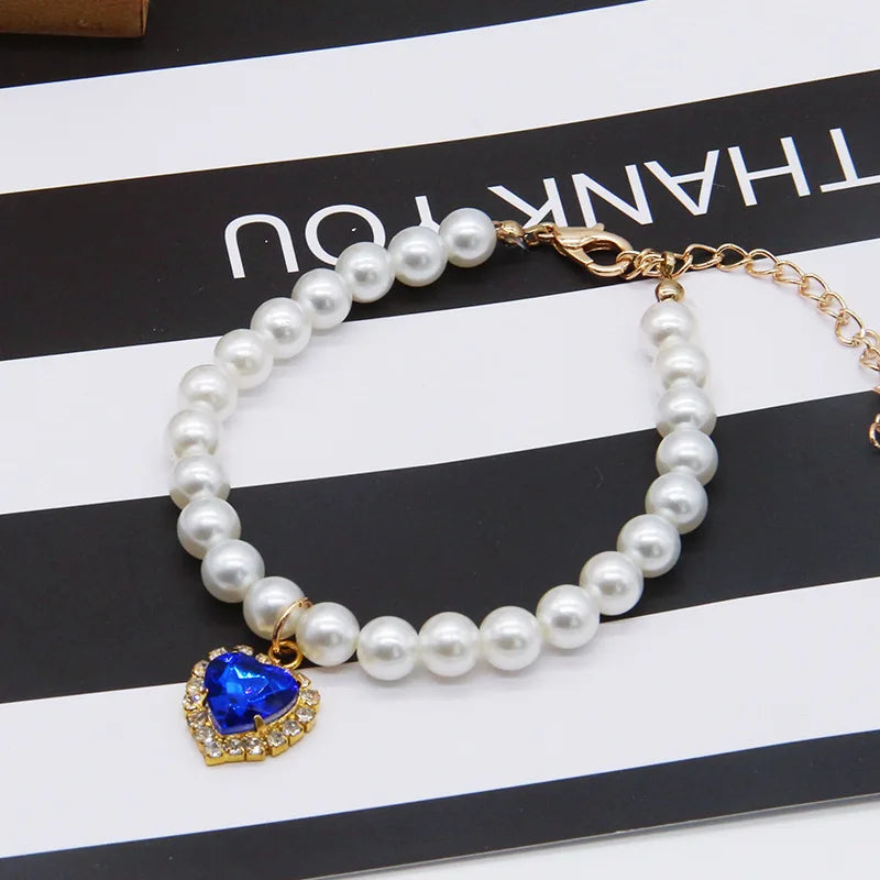 New Cat Collar Decoration Pet Cute Exquisite Neck Kitten Adjustable Summer Cat Necklace High Simulation Pearls Pet Supplies Peaceful Pleasures Health and Wellness 1pc 1 M