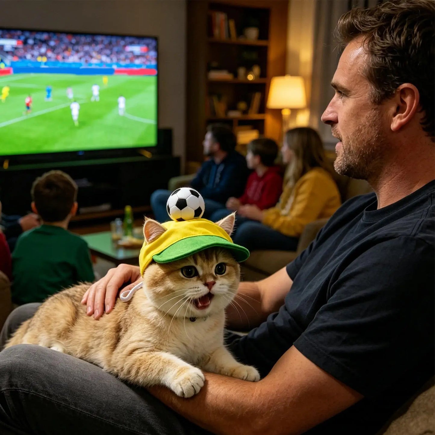 Soccer Design Cat & Small Dog Sun Visor Hat with Ear Holes