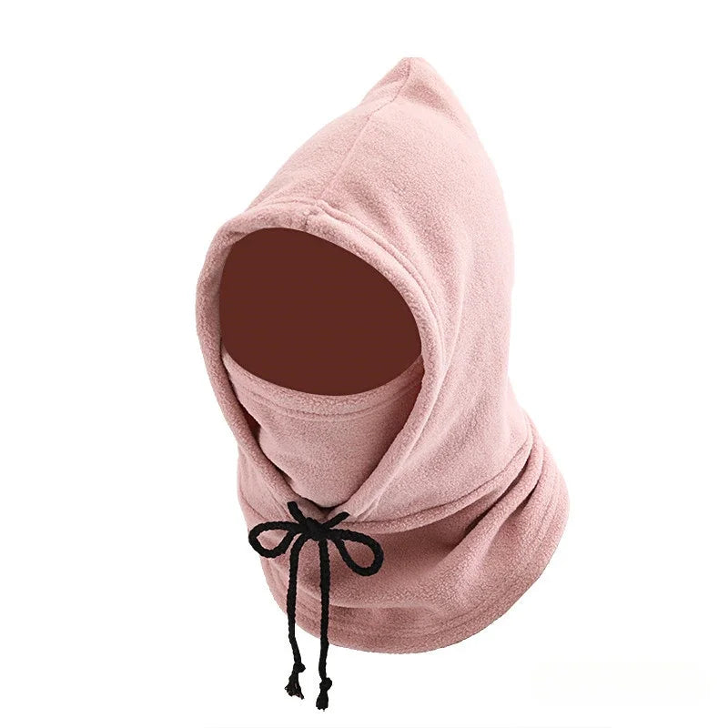 Unisex Winter Balaclava Knit Hood - Windproof Mask with Drawstring, Motorcycle Riding Headgea Warm Knitted Cap Cold Weather Peaceful Pleasures Health and Wellness Pink