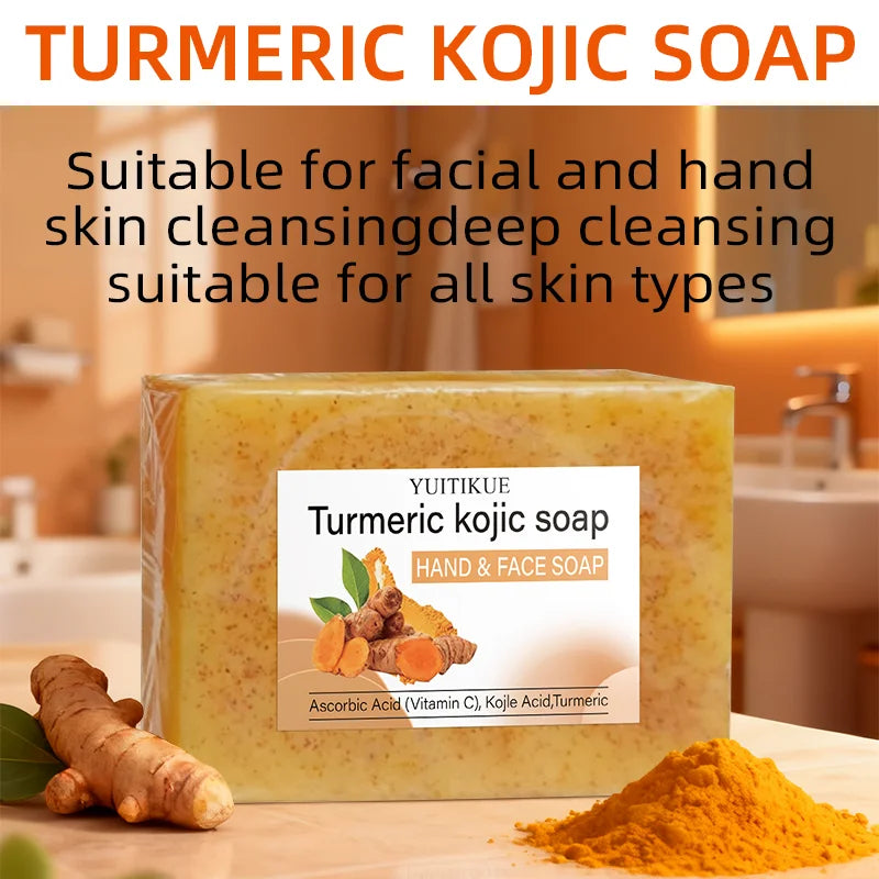 YUITIKUE Turmeric Kojic Soap 100g - Natural Vitamin C Formula, Brightens & Moisturizes, Deep Cleansing, for Face & Hands Peaceful Pleasures Health and Wellness