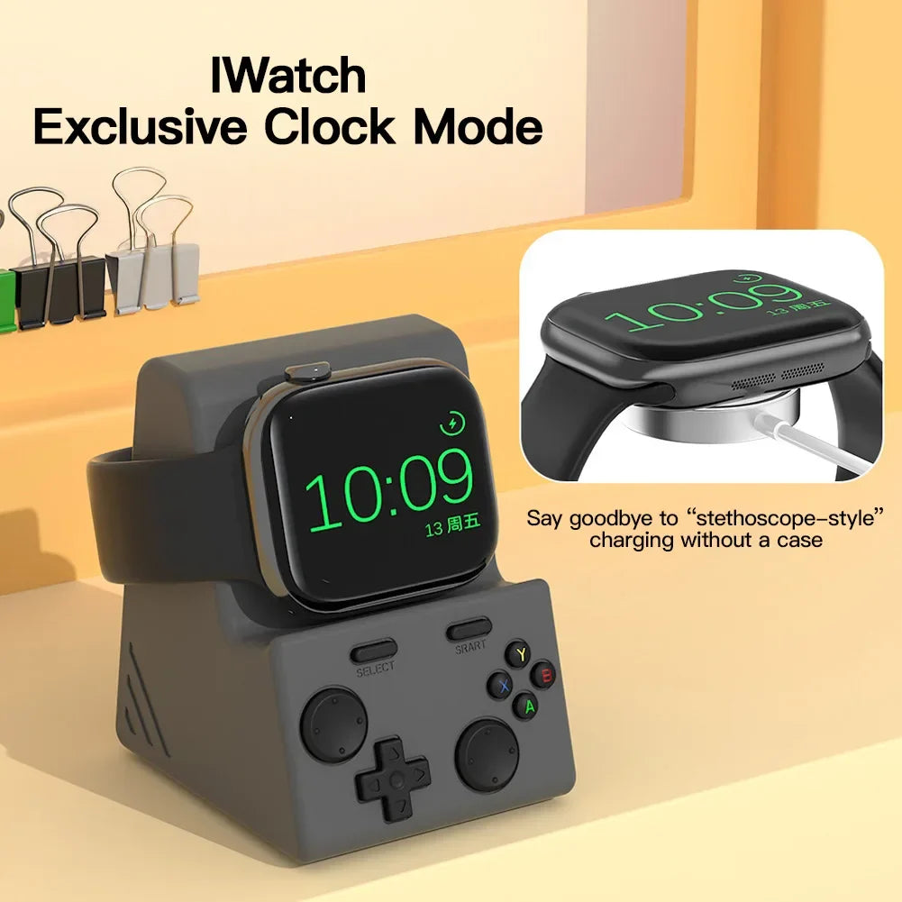 Game Console Silicone Apple Watch Charger Stand & Cable Organizer