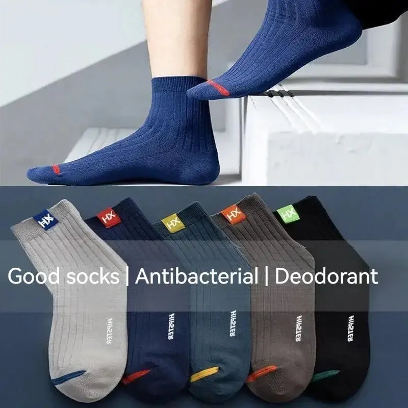 5 Pairs Men's Socks Mid-Calf Socks Warm Socks Long Sweat-Absorbing Breathable Socks Trendy Versatile Fall And Winter Sports Sock Peaceful Pleasures Health and Wellness