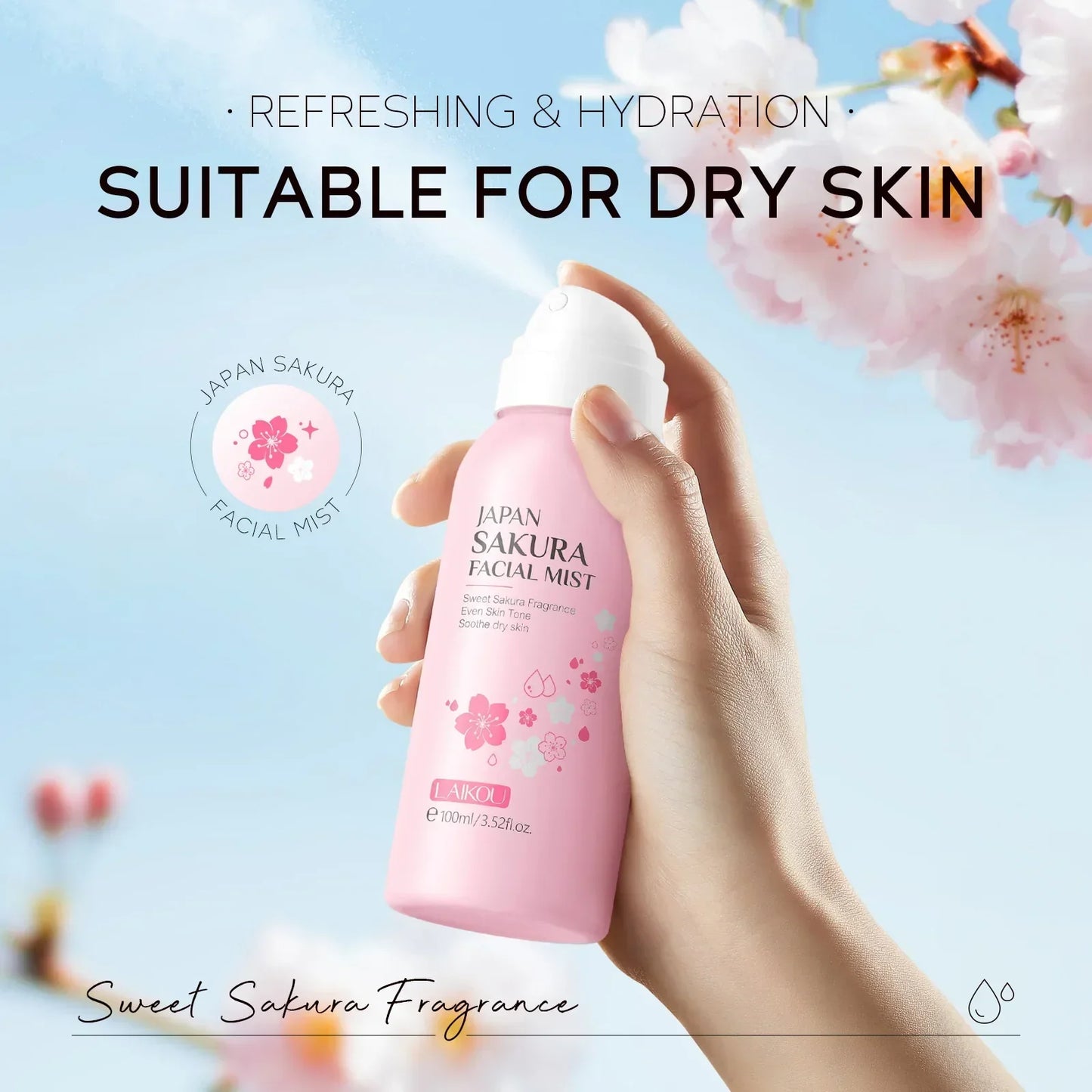 LAIKOU Sakura Toner Spray – Hydrating & Brightening Mist 100ml
