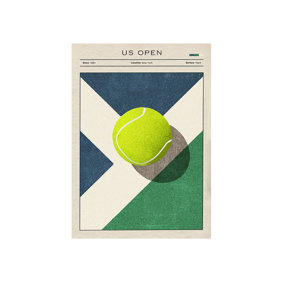 Tennis Evolution Wall Art Poster Aussie Open Canvas Art Prints US Open Wall Decor Picture Wimbledon Tennis Canvas Painting Peaceful Pleasures Health and Wellness PF37798 20x30cm Unframed