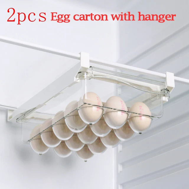 Kitchen Fruit Food Storage Box Plastic Clear Fridge Organizer Slide Under Shelf Drawer Box Rack Holder Refrigerator Drawer