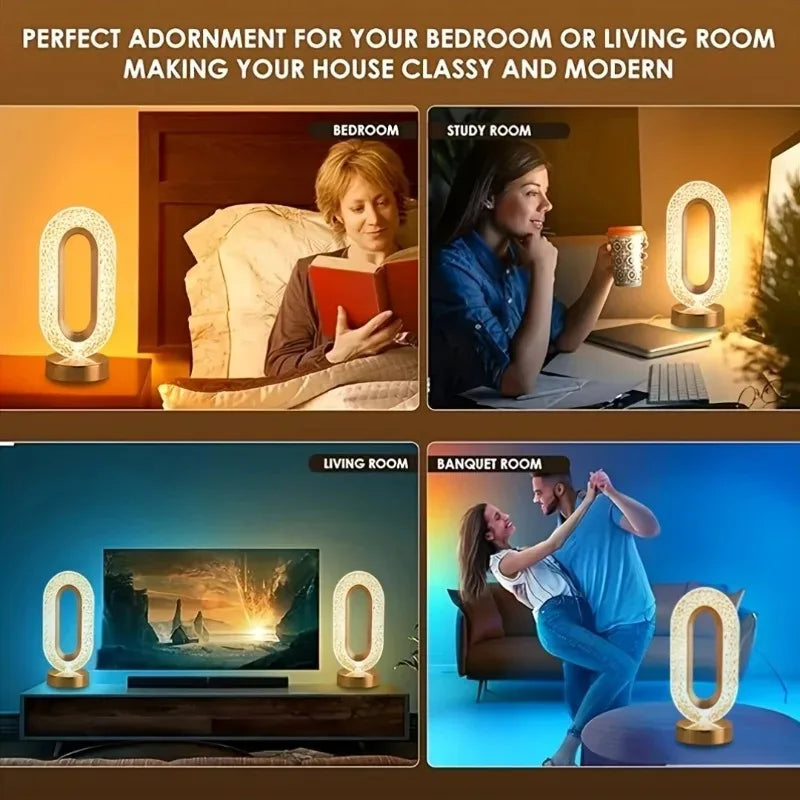 GGbingo 3D Track Crystal Table Lamp Office USB Charging Night Light for Bedroom Living Room Party Decoration Creative Lamp Peaceful Pleasures Health and Wellness