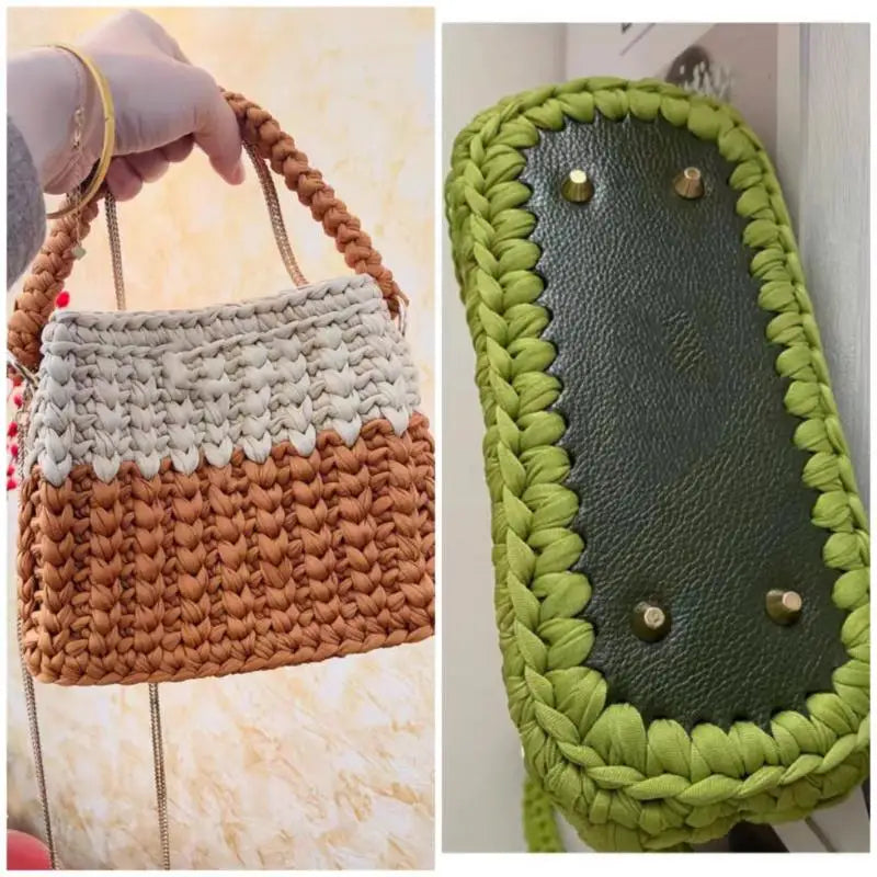 PU Leather Bag Base 28x10cm | Pre-Punched DIY Crochet Bottom