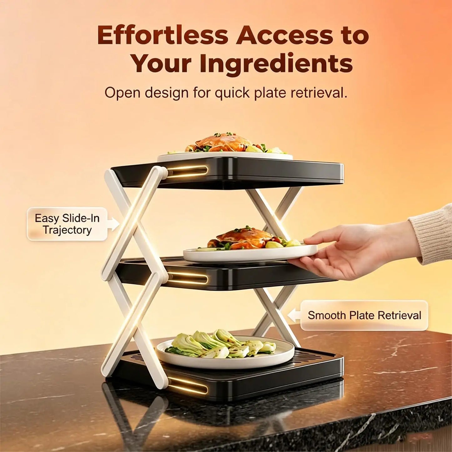 Foldable 3-Tier Prep Tray Rack | Kitchen & BBQ Organizer Kitchen Organizer Rack Peaceful Pleasures Health and Wellness