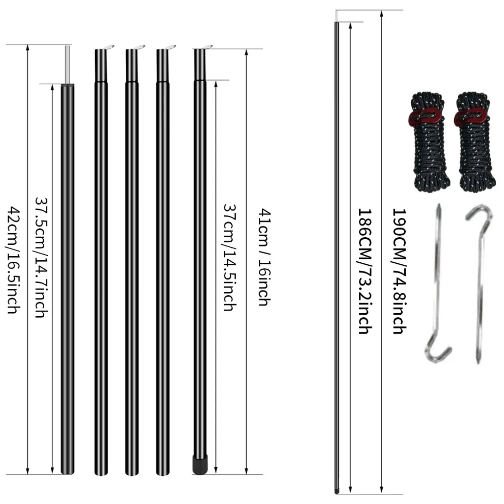 2 Pack Tent Poles Telescoping Adjustable Height Aluminum Camping Tarp Poles Easy Adjustable Lightweight for Camping Hiking Gifts Peaceful Pleasures Health and Wellness Black 1.9m SET