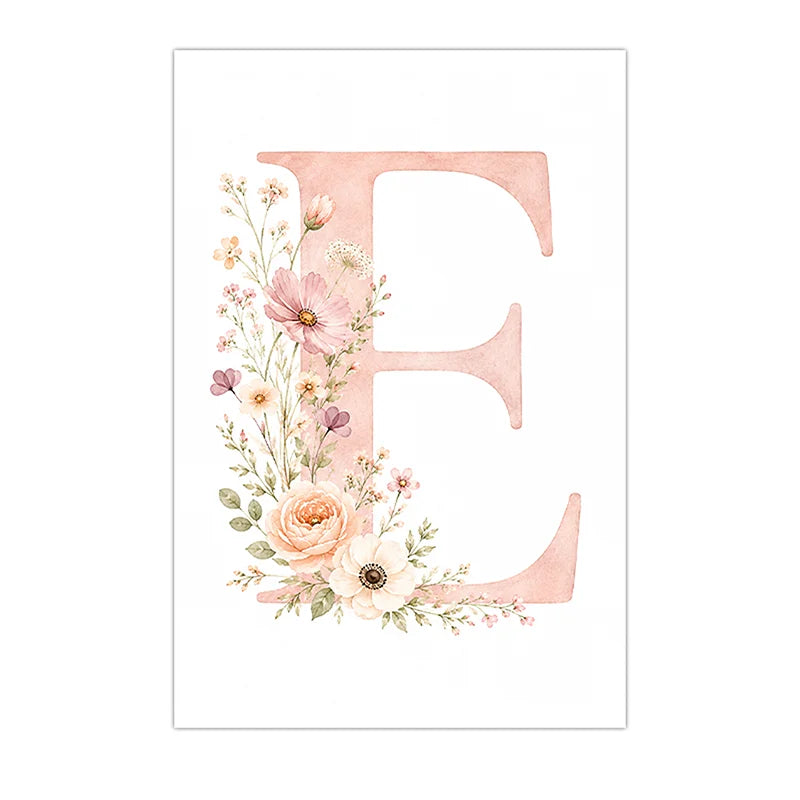 Custom Floral Rainbow Alphabet Canvas Wall Art – Kids Room