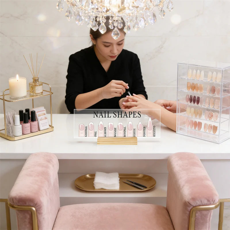 Nail Shape Guide Acrylic Display Board | 10 Fingertip Models