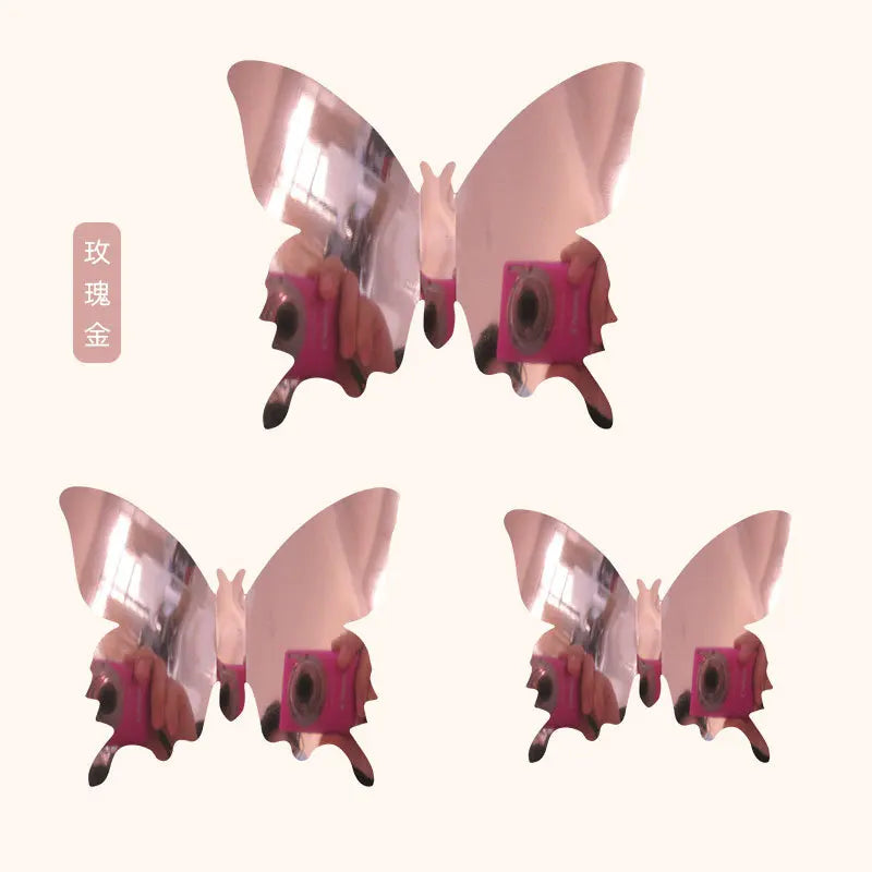 12pcs 3D Butterfly Mirror Wall Stickers Removable DIY Wall Art for Party Wedding Decor Home Decorations Craft Supplies stickers Peaceful Pleasures Health and Wellness rose gold