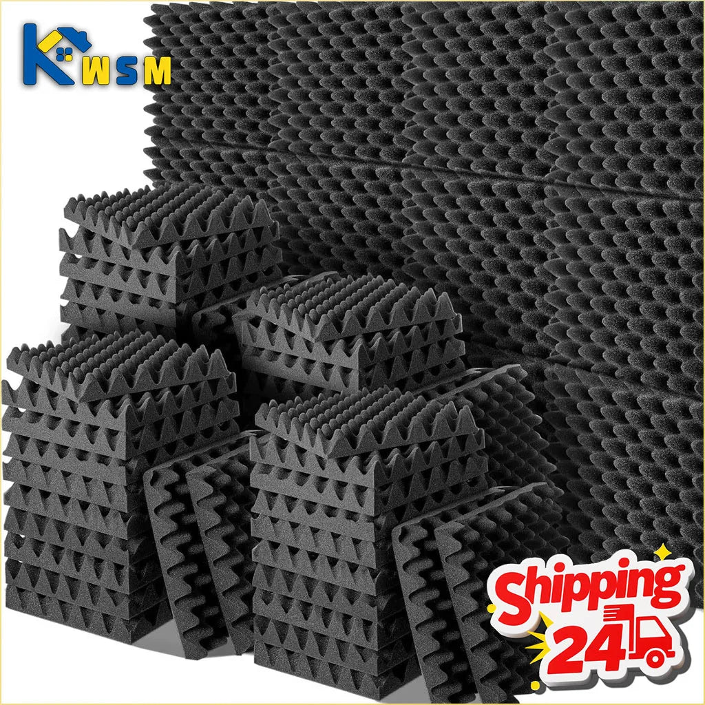 12-Pack Egg Crate Acoustic Foam Panels – Fire Resistant, NRC 0.92