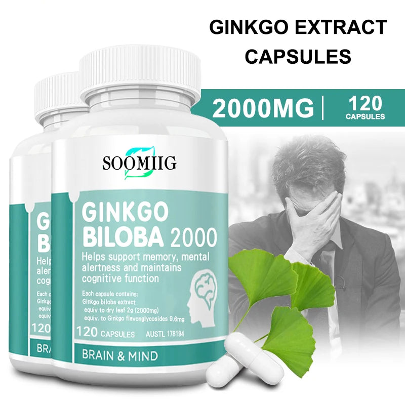 2000mg Ginkgo Biloba Capsules | Memory, Focus & Brain Support