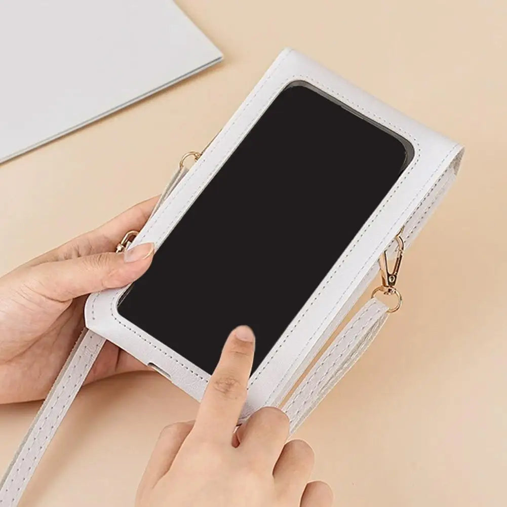 Floral Print Crossbody Phone Bag With Clear Touch Screen Window Mini Cell Phone Pouch Walle For Women Daily Travel Use Peaceful Pleasures Health and Wellness