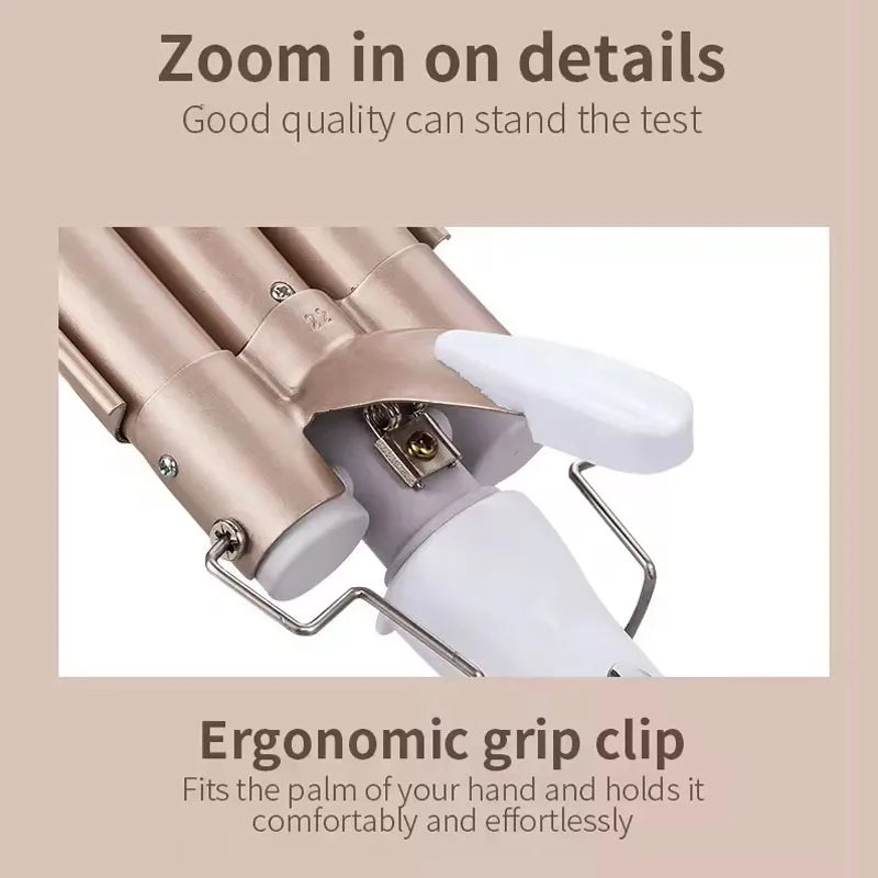 Durable Portable Hair Straightener 3 Barrel Hair Waver Stylish Fast Adjustable Ceramic Hair Styling Tools Automatic Hair Curlers Peaceful Pleasures Health and Wellness