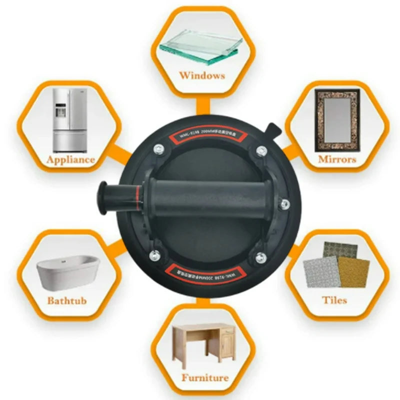 New Vacuum Suction Cup 200kg Loading Capacity Heavy Duty Vacuum Spreader for Tile Adsorption Glass Granite Lifting 8 Inch Cup Peaceful Pleasures Health and Wellness