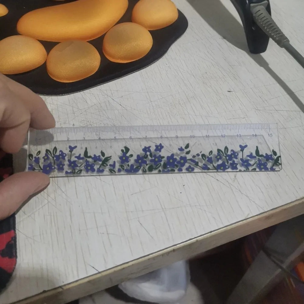 Creative Multifunction 15cm Straight Ruler Double-duty Acrylic Math Drawing Ruler Tulip Transparent Flower Bookmark Student Peaceful Pleasures Health and Wellness