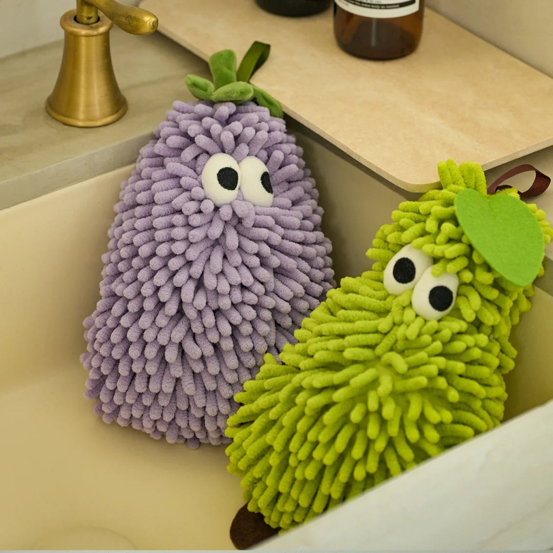 Fruit Shaped Hanging Hand Towels | Soft Chenille Washcloth