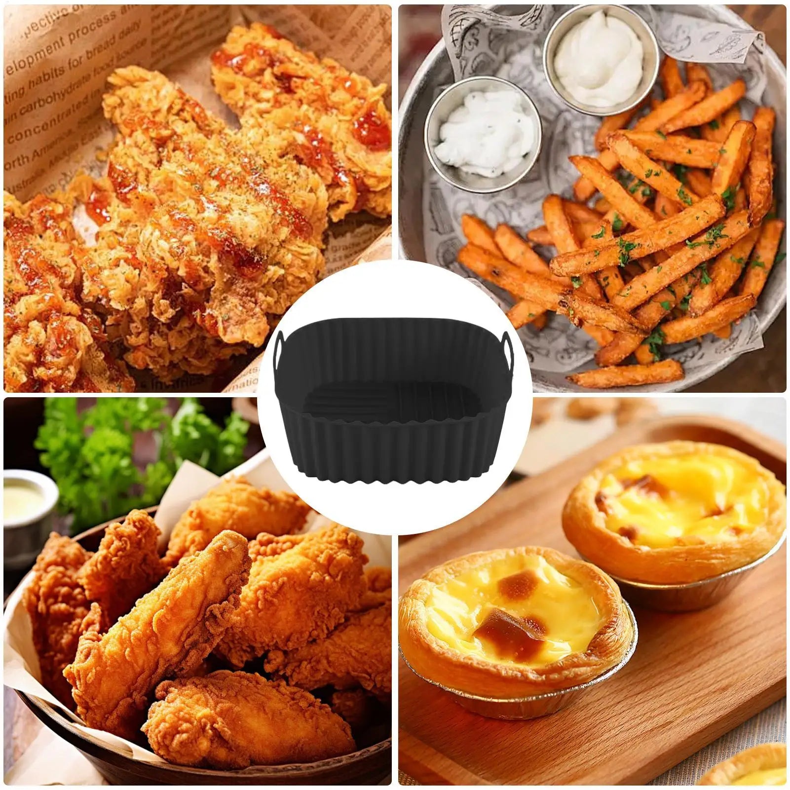 Silicone Air Fryer Liner – Non-Stick Square Reusable Baking Pan Silicone Baking Liner Peaceful Pleasures Health and Wellness