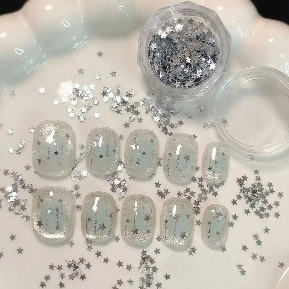 Silver Star Nail Glitter Sequins – Sparkling Flakes for Nail Art