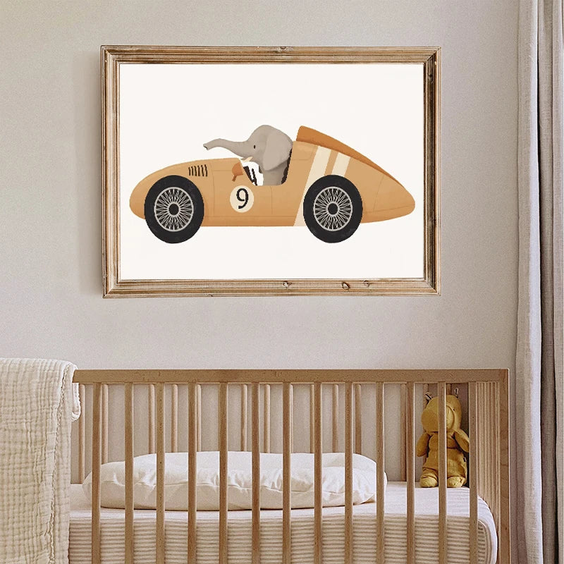 Zebra & Giraffe Cartoon Canvas Wall Art | Kids Nursery Decor
