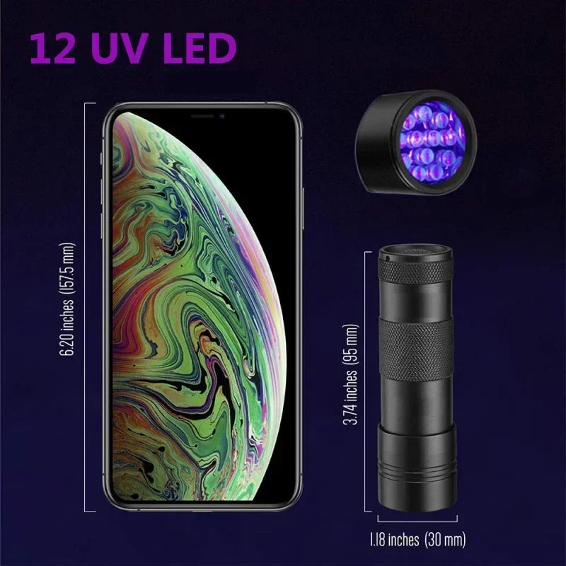 UV Blacklight Flashlight 9/12/21 LED – Pet Stain & Currency Detector
