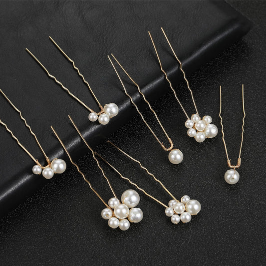 7PCS Pearl U-Shape Hairpin Headwear Anti-slip Stable Grip Wedding Bridal Headdress for Birthday Stage Party Hairstyle Making Peaceful Pleasures Health and Wellness