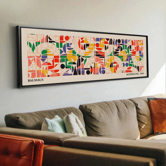 Frameless Vintage Colorful Abstract Geometry Bauhaus Shapes Art, Bauhaus Home Decor, Unframed Bauhaus Wall Decor Art Peaceful Pleasures Health and Wellness ZLH4191 20x60cm No Frame