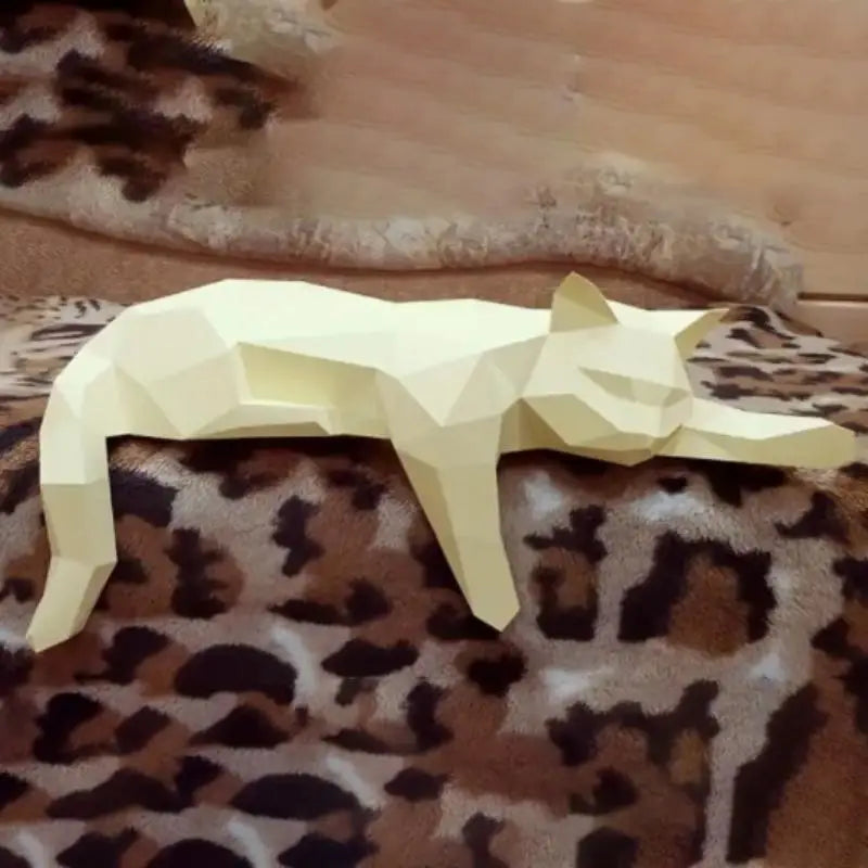 Geometric Cat Sculpture Black & White | Desk & Shelf Decor