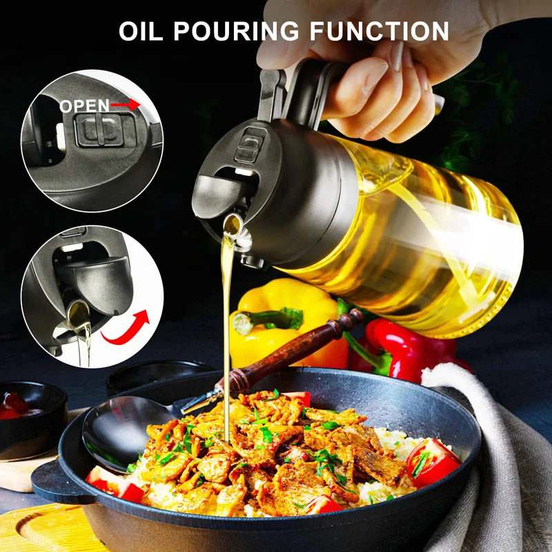 2-in-1 Oil Sprayer & Dispenser Bottle 500ml | BBQ & Air Fry