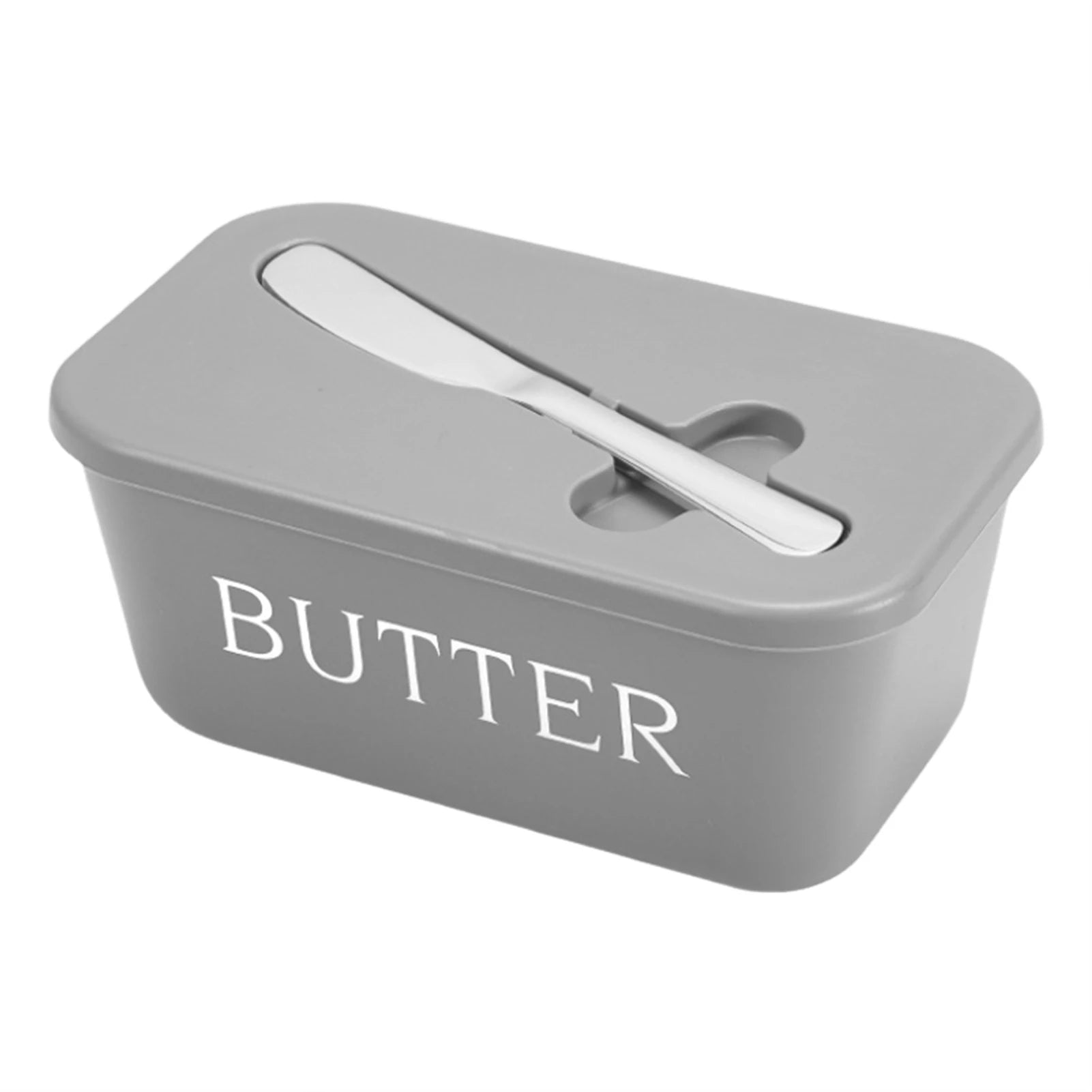 Butter Dish with Lid & Cutter | Airtight Fridge Storage Box Butter & Cheese Storage Peaceful Pleasures Health and Wellness Grey