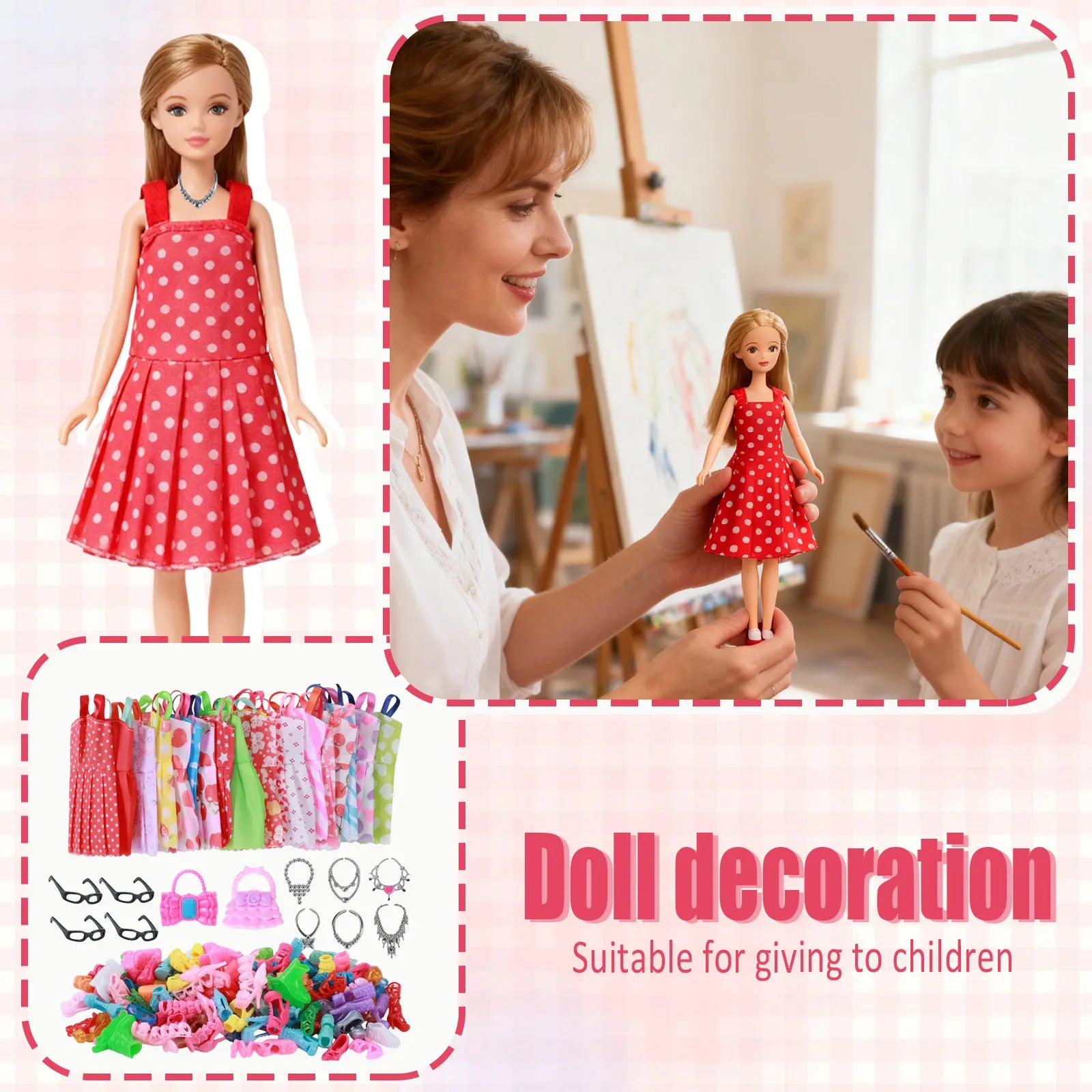 32 pcs Random Doll Clothes and Accessories 10pcs Fashion Dresses 22pcs Shoes Glasses Necklaces Handbag for Barbie Doll Peaceful Pleasures Health and Wellness