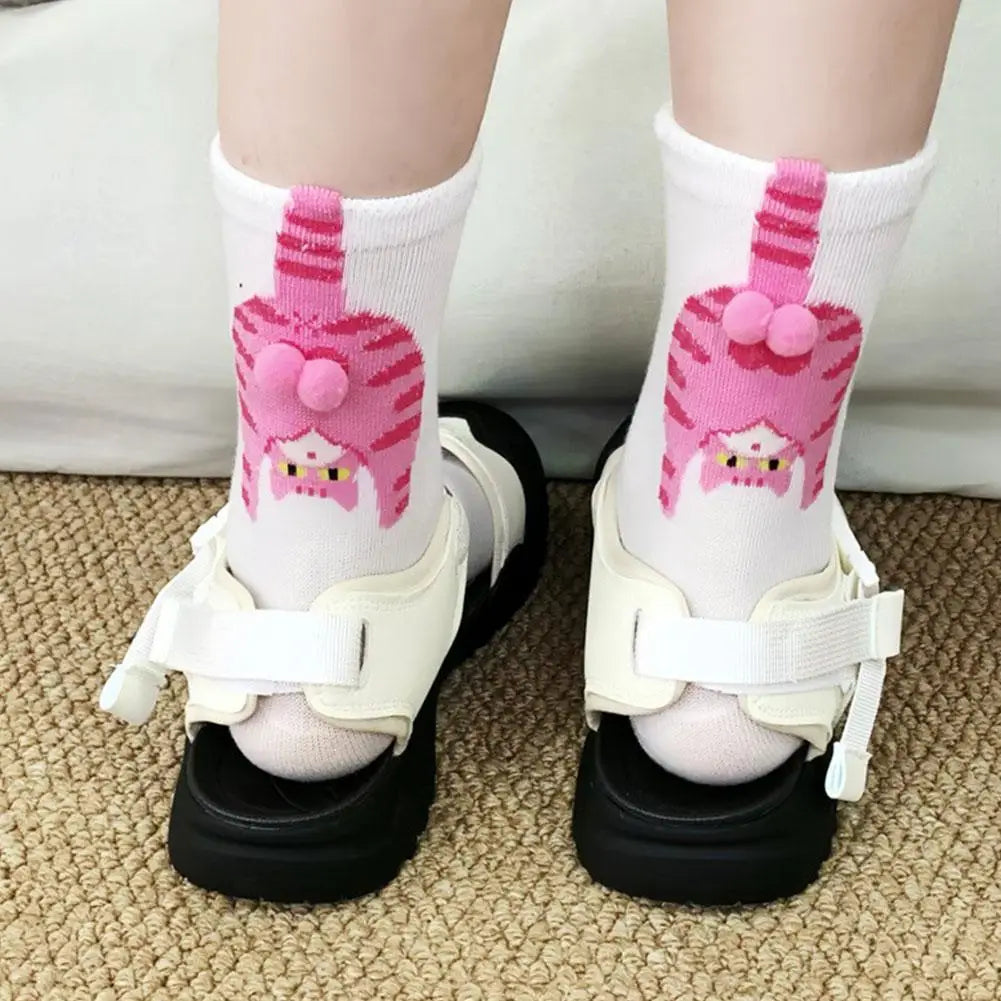 Funny Cat Egg Socks Fashion Cartoon Cotton Socks Soft Cozy Daily Wear Warm Socks 3D Cat Print Kawaii Knitting Socks Peaceful Pleasures Health and Wellness