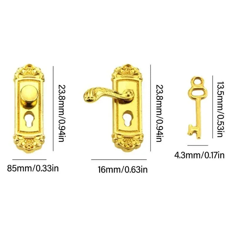 1/12 Miniature Dollhouse Door Lock & Key Set – 2Pcs Metal