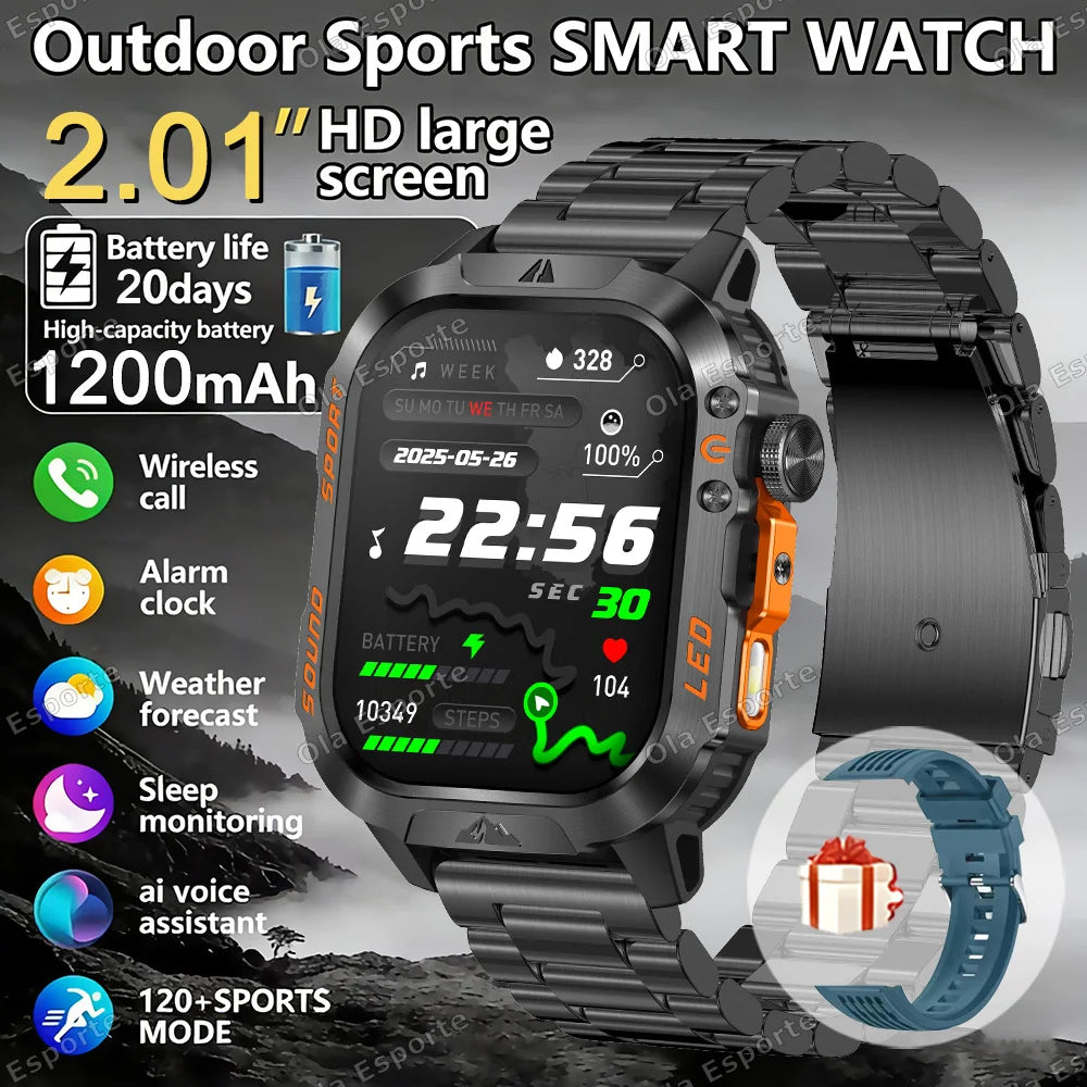 Ola Esporte Military Smartwatch | 1200mAh, Flashlight, IP68