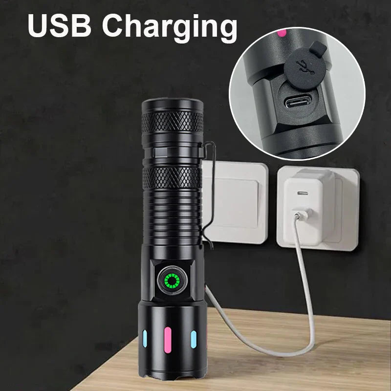 Mikenoon Rechargeable LED Flashlight with Hat Clip | Camping