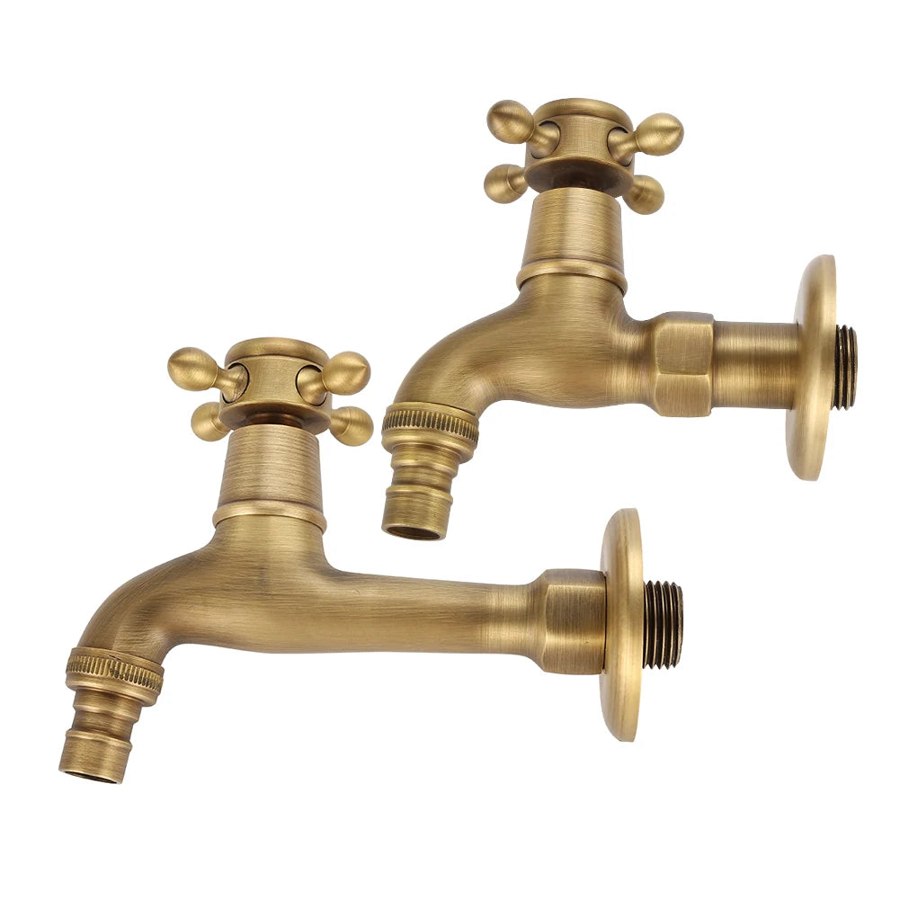 Vintage Solid Brass Single Handle Faucet Washing Machine Wall Mounted