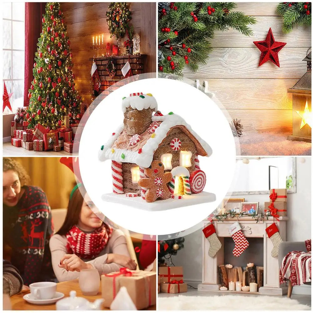 Christmas Decoration Glowing Small House Christmas Gift Soft Pottery Fairy Tale Candy House Atmosphere Decoration Window Display Peaceful Pleasures Health and Wellness