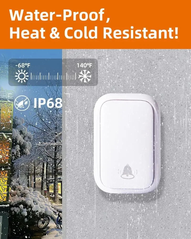 Wireless Doorbell No Batteries, 600ft Range, 38 Melodies, Waterproof for Home Office Peaceful Pleasures Health and Wellness