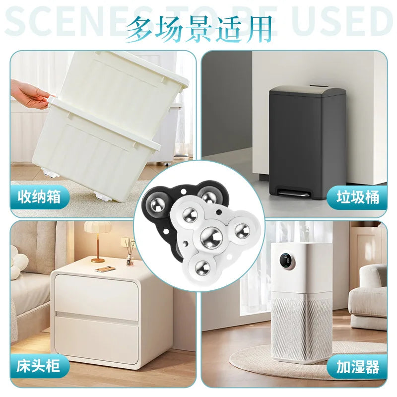 4-Pack Self-Adhesive Silent Furniture Caster Wheels 300kg