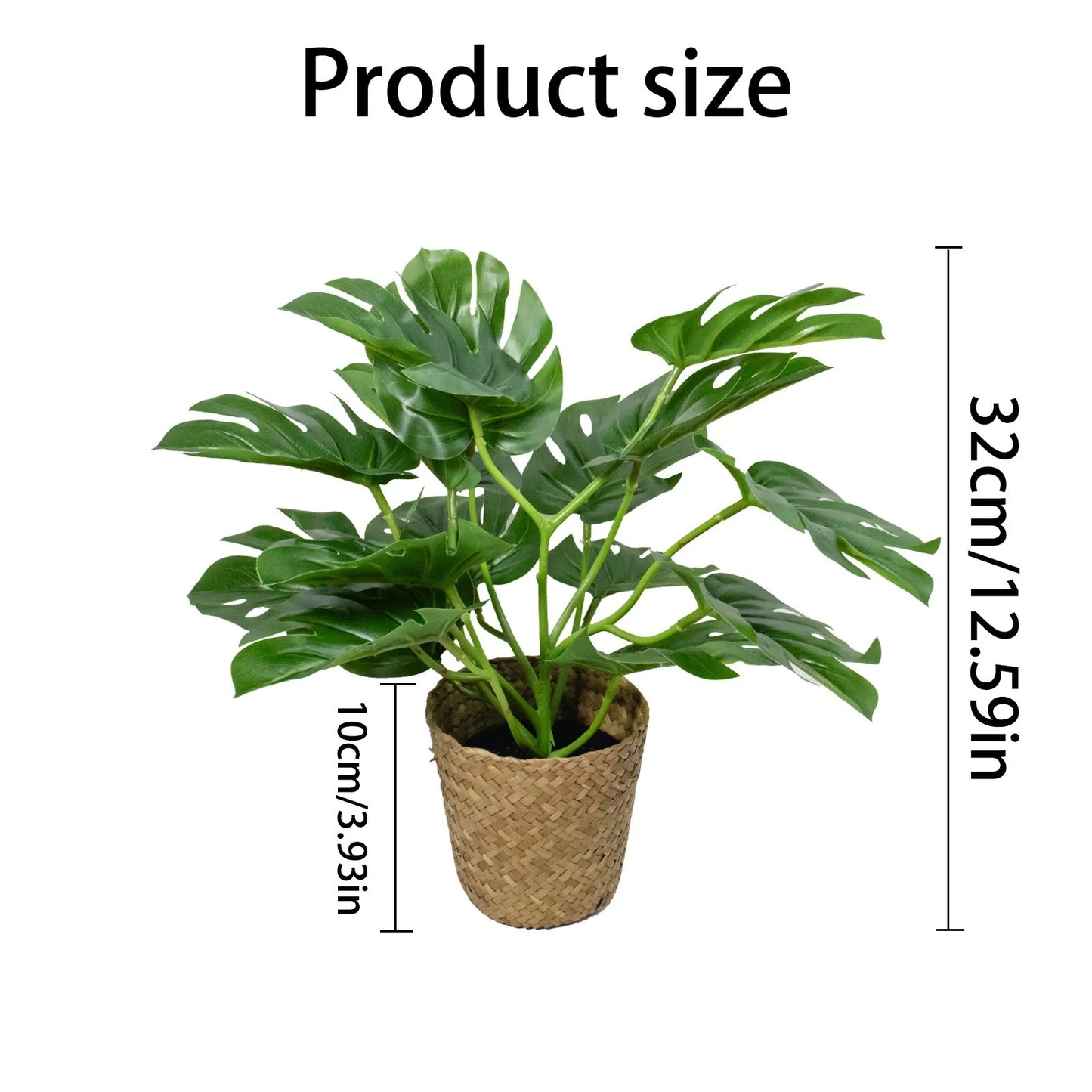 Artificial Monstera Leaf Faux Potted Plant | Realistic Decor Artificial Potted Plant Peaceful Pleasures Health and Wellness